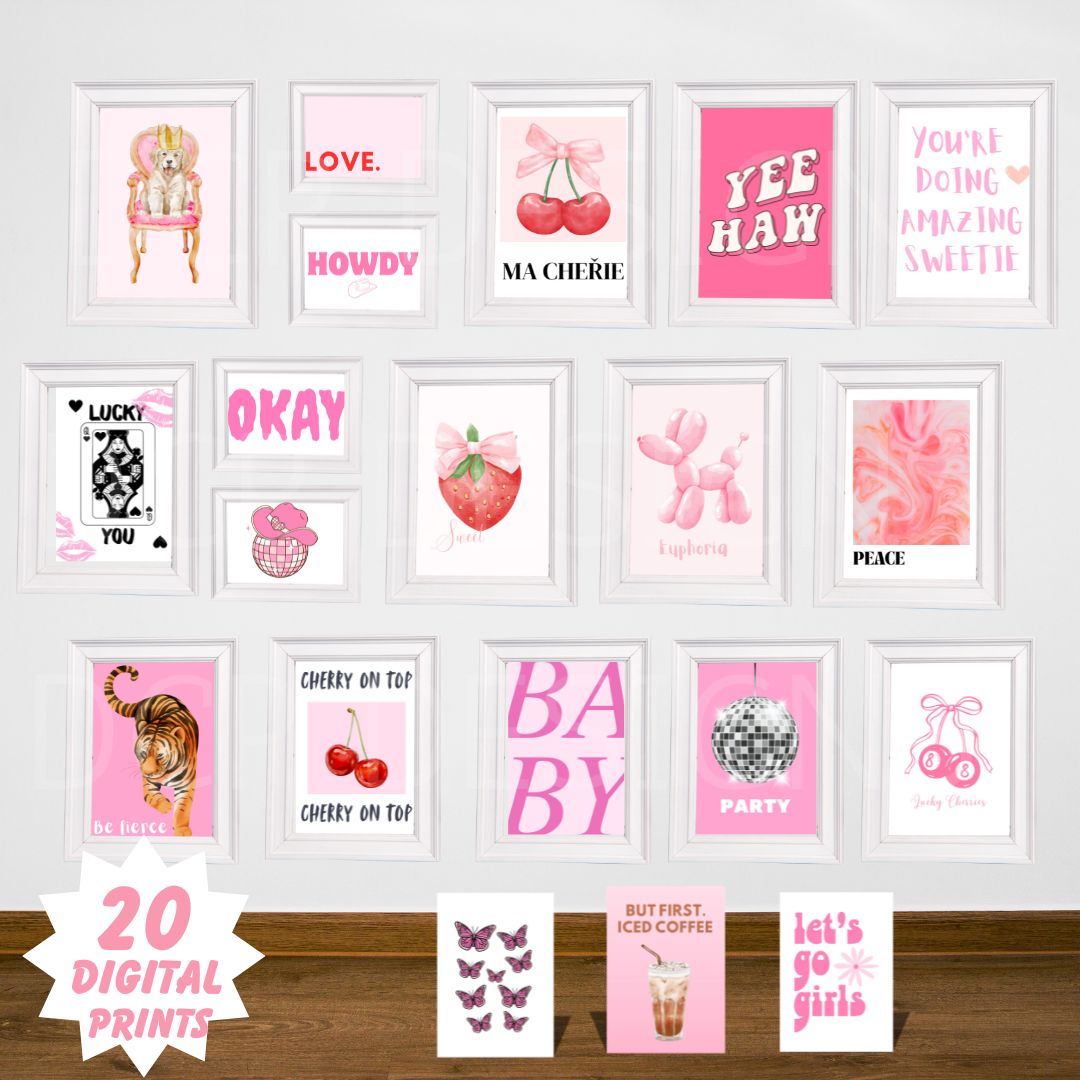 Trendy Pink Themed Digital Prints Bundle MRR Resell Rights