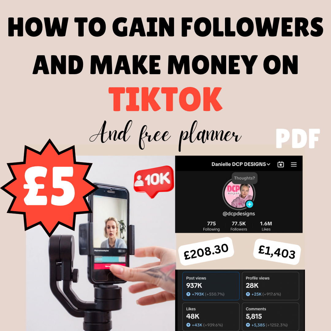 How to gain followers and make money on TikTok & Free planner | Ebook | Passive Income Guide