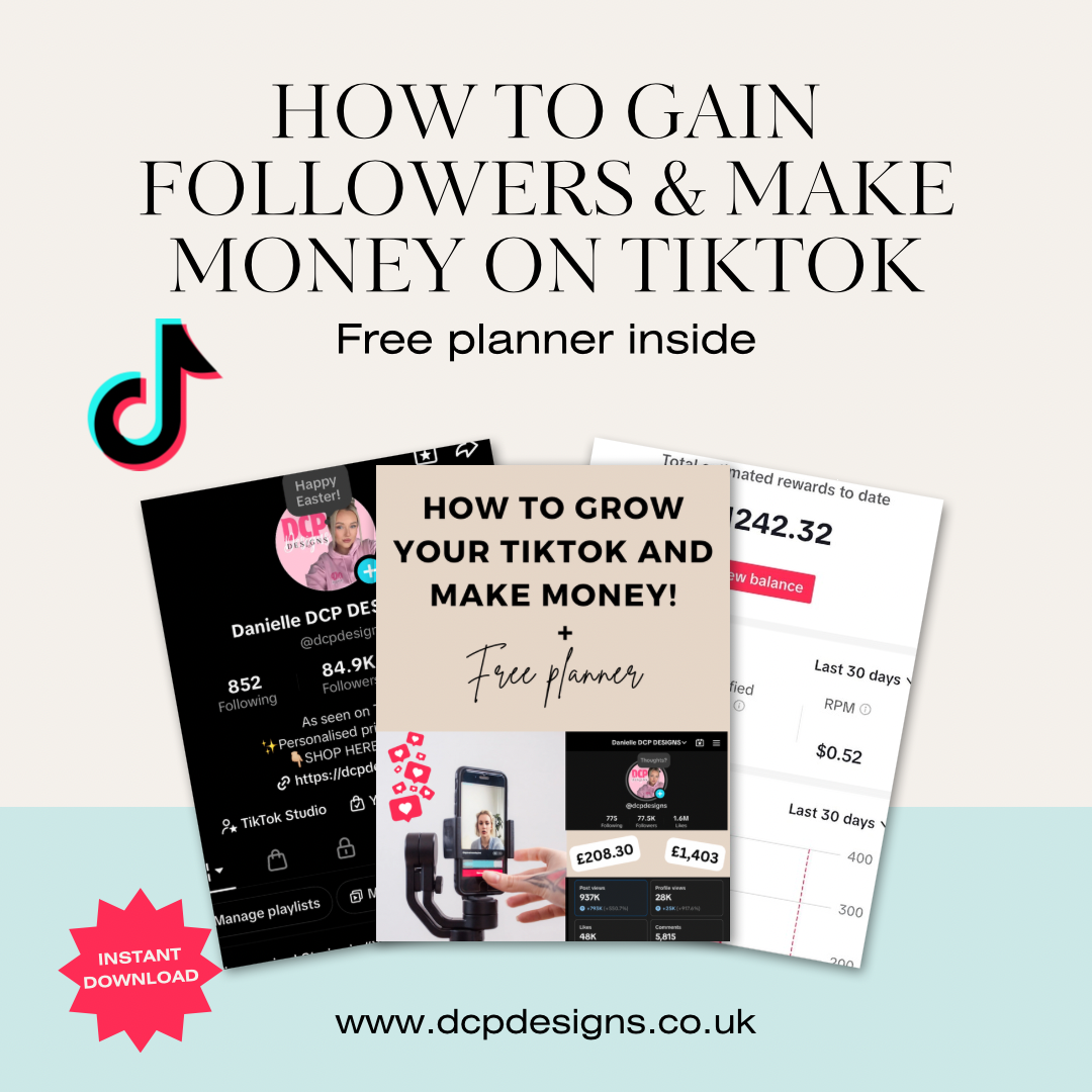 How to gain followers and make money on TikTok & Free planner | Ebook | Passive Income Guide