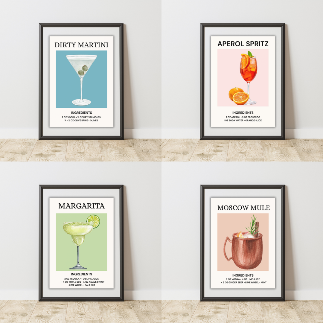 Summer Cocktail Art Prints – Vibrant Wall Decor A4 Print
