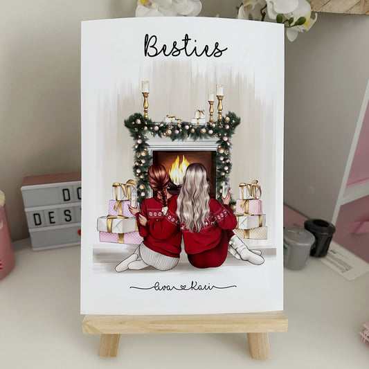 NEW Bestie | Sister Christmas Fire place Print