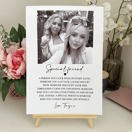 Personalised Special Friend Photo Upload Poem Print