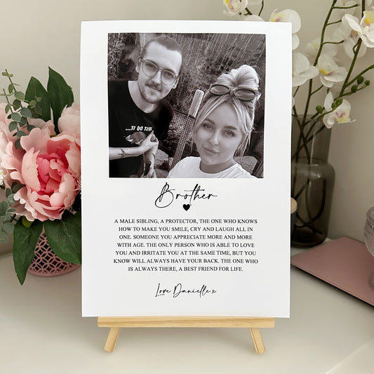 Personalised Brother Photo Upload Poem Print