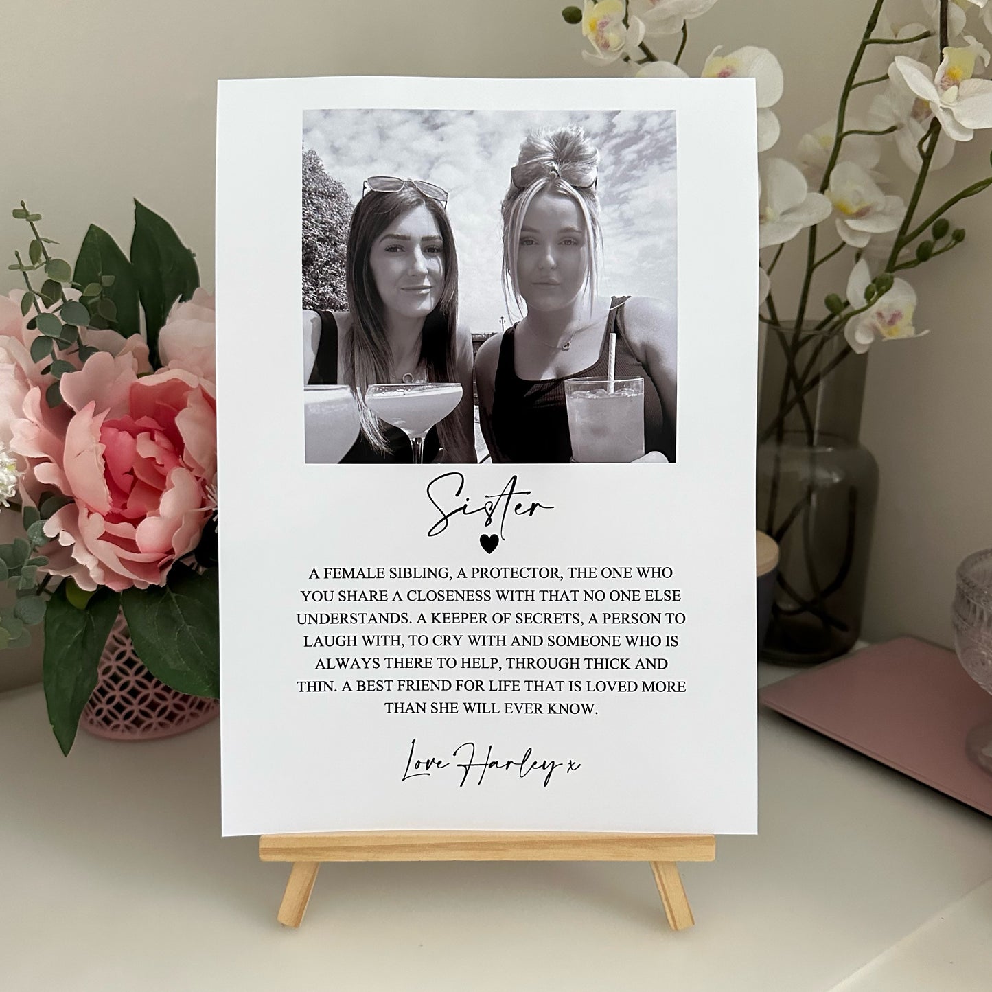 Personalised Sister Photo Upload Poem Print