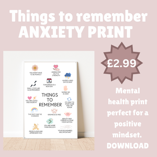 Things To Remember | Therapy Office Decor | School Counselor CBT DBT Therapy Counseling Poster Anxiety Relief Social Psychology Mental Health Download