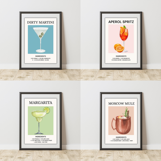 Summer Cocktail Art Prints – Vibrant Wall Decor A4 Print