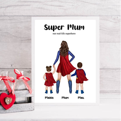 Personalised|Superhero|Mum|Children Print