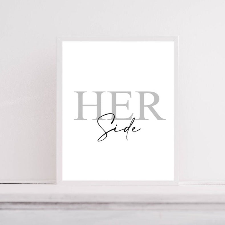 HIS and HER Side | Bedroom Quote prints