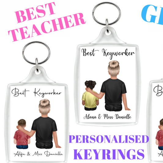 Best Teacher | Key worker | Teacher Leaving Gift Key Rings