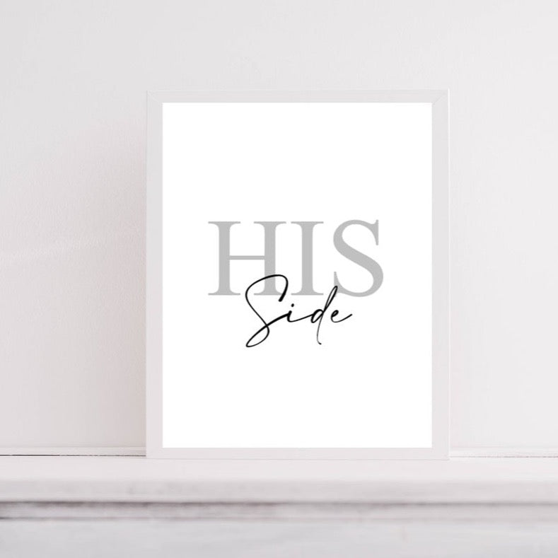 HIS and HER Side | Bedroom Quote prints