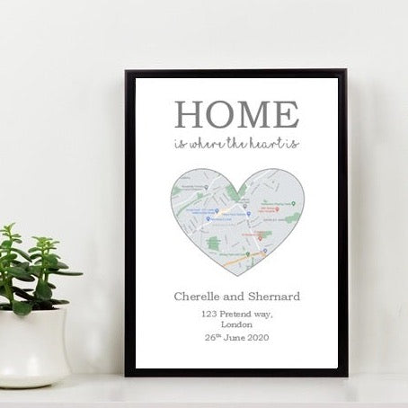 Personalised New Home Map Gift Print