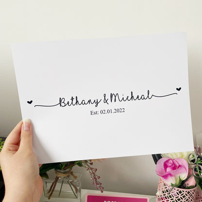 Personalised Couple | Wedding Name Print