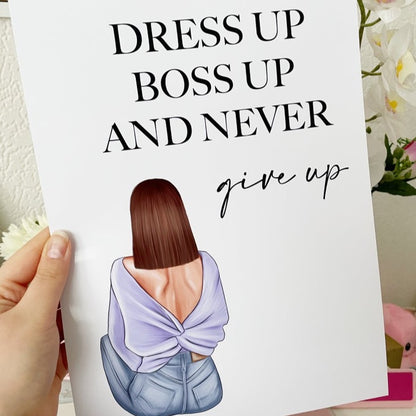 Personalised Woman Dress Up Boss Up And Never Give Up Print