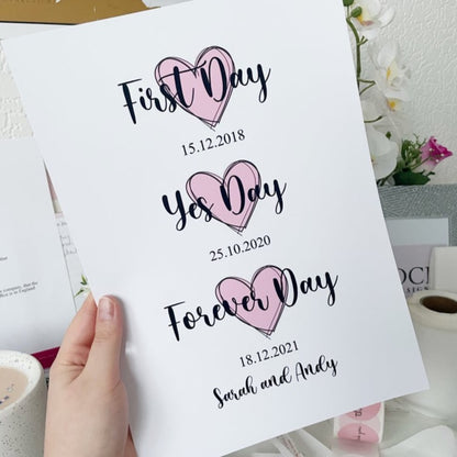 Personalised Engagement|Wedding Date Print