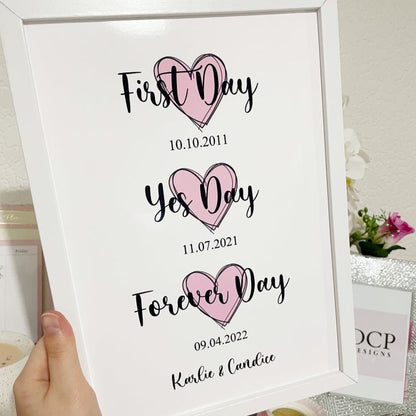 Personalised Engagement|Wedding Date Print