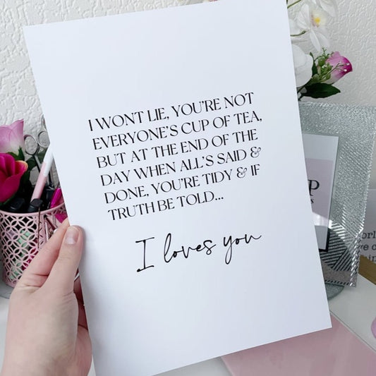 I loves you | TV Show Quote Print