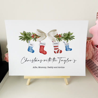 Christmas Family Stocking Print