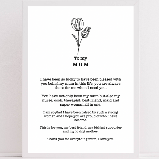 To My Mum | Mothers Day Print