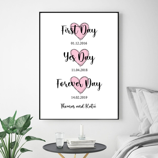 Personalised Engagement|Wedding Date Print